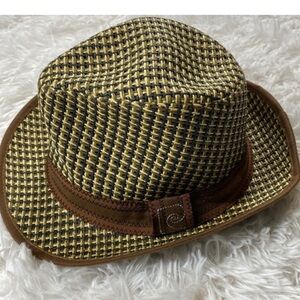 Pierre Cardin Brown and Green Woven Cane Hat